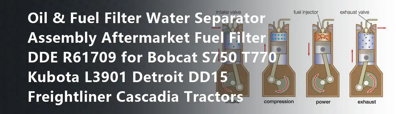 Oil & Fuel Filter Water Separator Assembly Aftermarket Fuel Filter DDE R61709 for Bobcat S750 T770 Kubota L3901 Detroit DD15 Freightliner Cascadia Tractors